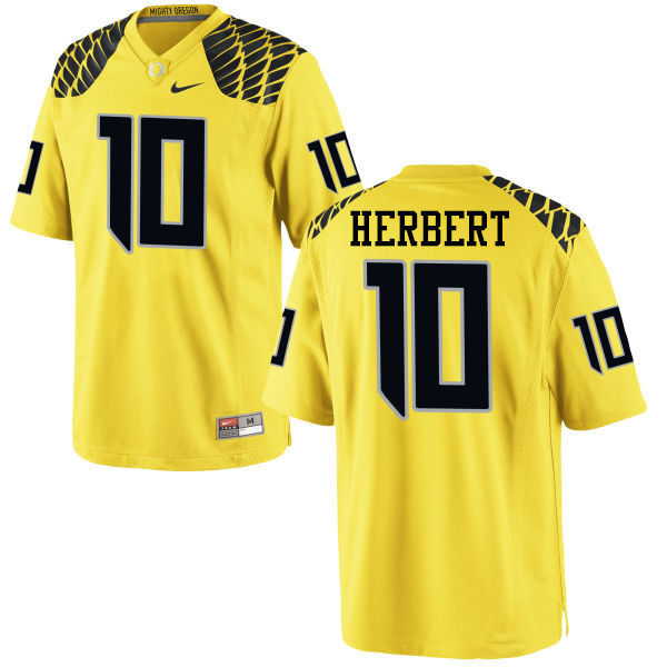 Men #10 Justin Herbert Oregon Ducks College Football Jerseys-Yellow - Click Image to Close